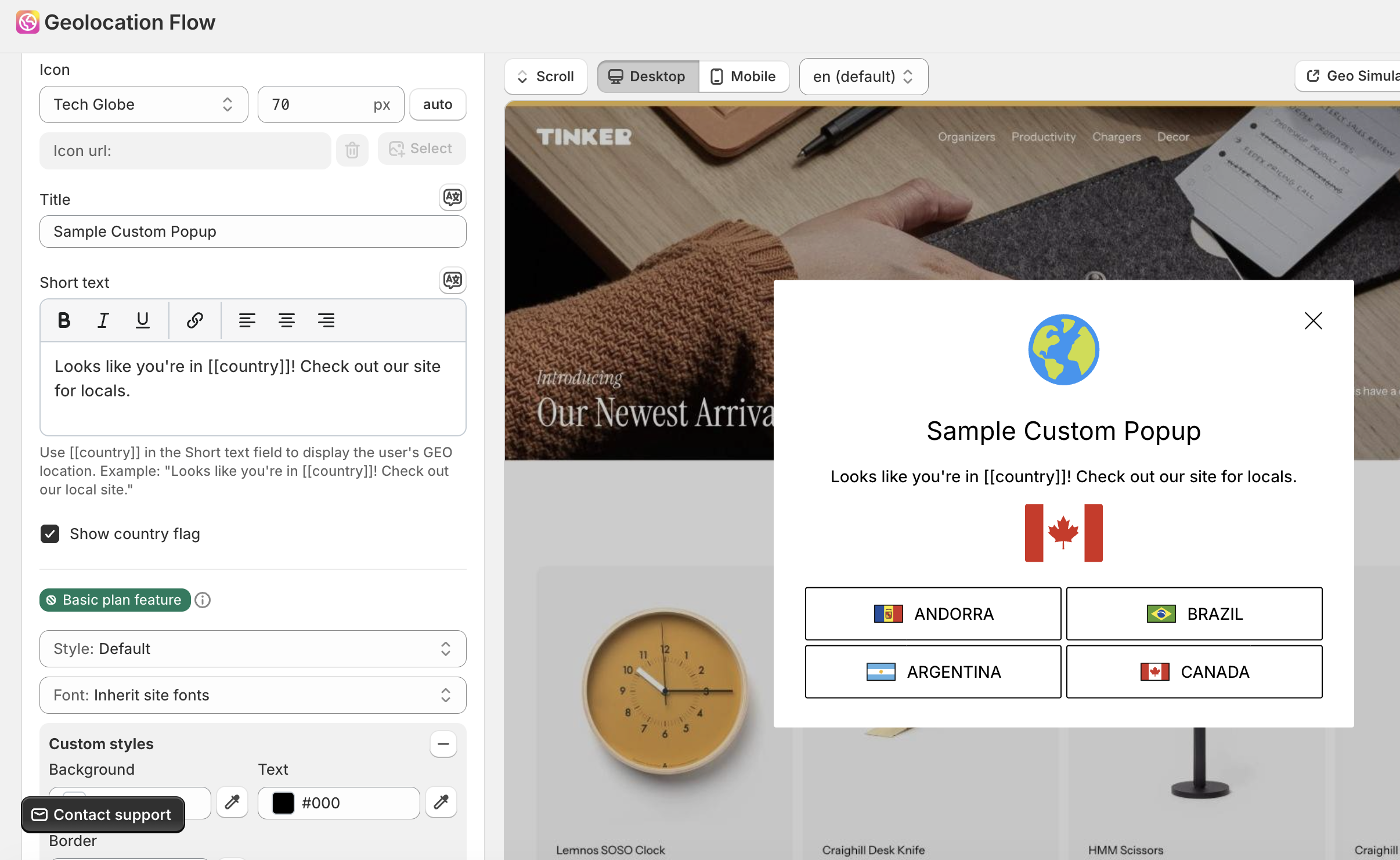 Content & Style section with live widget preview